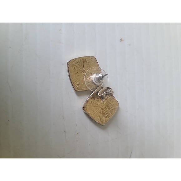 Vtg Silvertone White Enamel Button Earrings Pierced Post - Picture 4 of 5